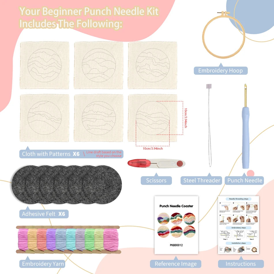 GATYZTORY Punch Needle Coaster Kit in progress