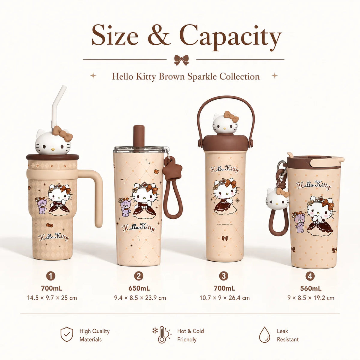 Sanrio Hello Kitty Tumbler Insulated Cup Travel Mug Straw Water Bottle Thermal Coffee Cup Portable Drinkware with Handle Charm