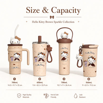 Sanrio Hello Kitty Tumbler Insulated Cup Travel Mug Straw Water Bottle Thermal Coffee Cup Portable Drinkware with Handle Charm