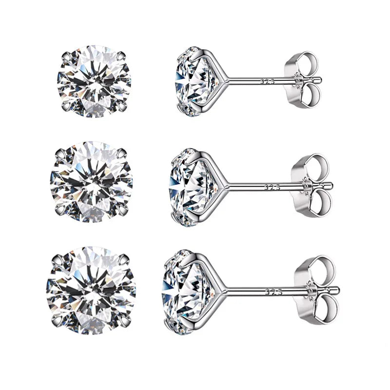 BAMOER 3-Pair CZ Stud Earring Set