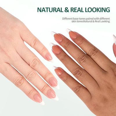 Nailpop 3 in 1 French Gel Nail Tips 150PCS French Press on Nails Short Coffin Tips No Need to File Fake Nails for Nail Art DIY