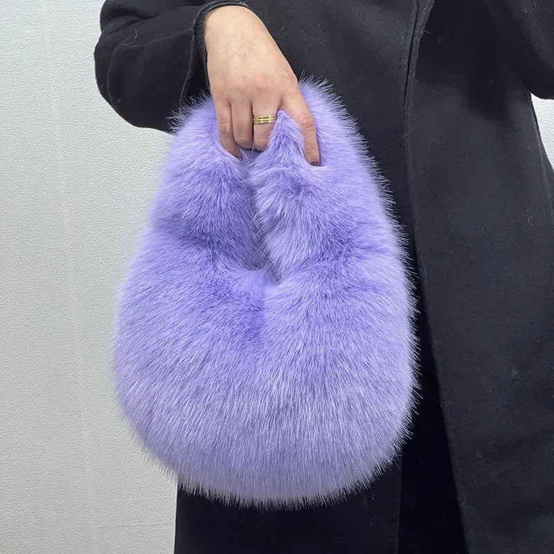 Plush Half-Moon Winter Bag - Apricot