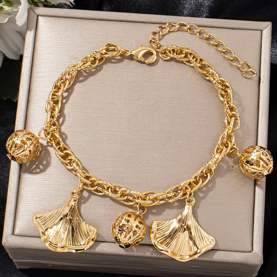 Ginkgo Leaf Charm Bracelet