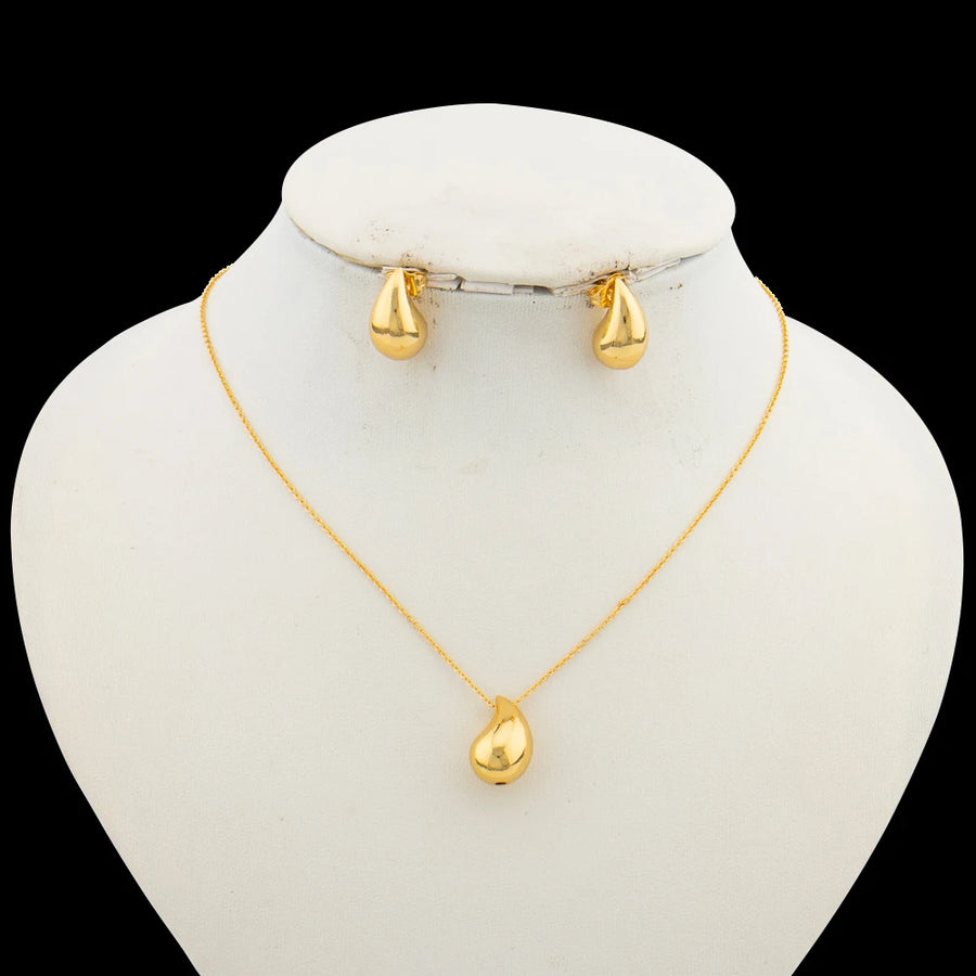 Dainty Gold-Tone Necklace & Earring Set close-up