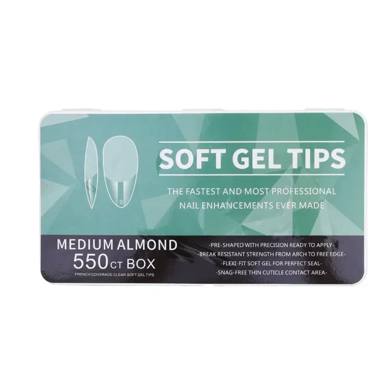 550-Piece Soft Gel Nail Tip Set - Long Coffin