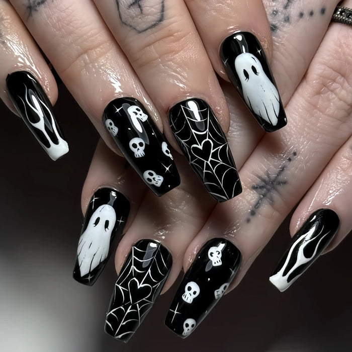 Crimvella Nocturne Nails 24pc Long Dark Red Halloween Press-On Nails