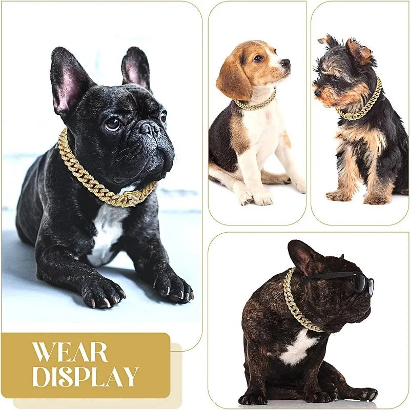 Jewelled Metal Chain Pet Collar size reference
