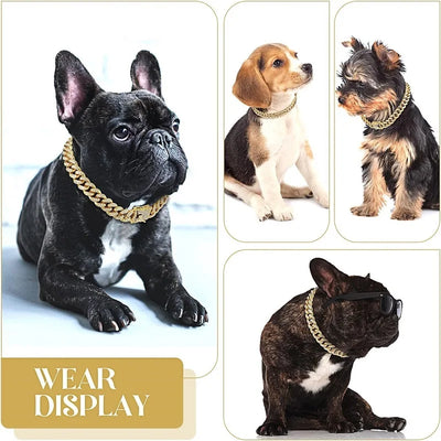 Jewelled Metal Chain Pet Collar size reference