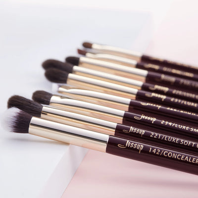 Jessup Makeup Brushes Set 15pcs Professional Makeup Brush Powder Eyeshadow Liner Foundation Blush Blending Zinfandel/Golden