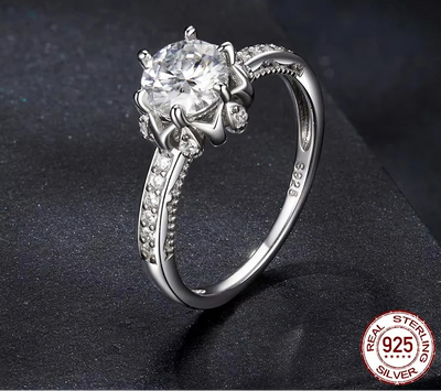 BAMOER Moissanite Flower Ring size reference