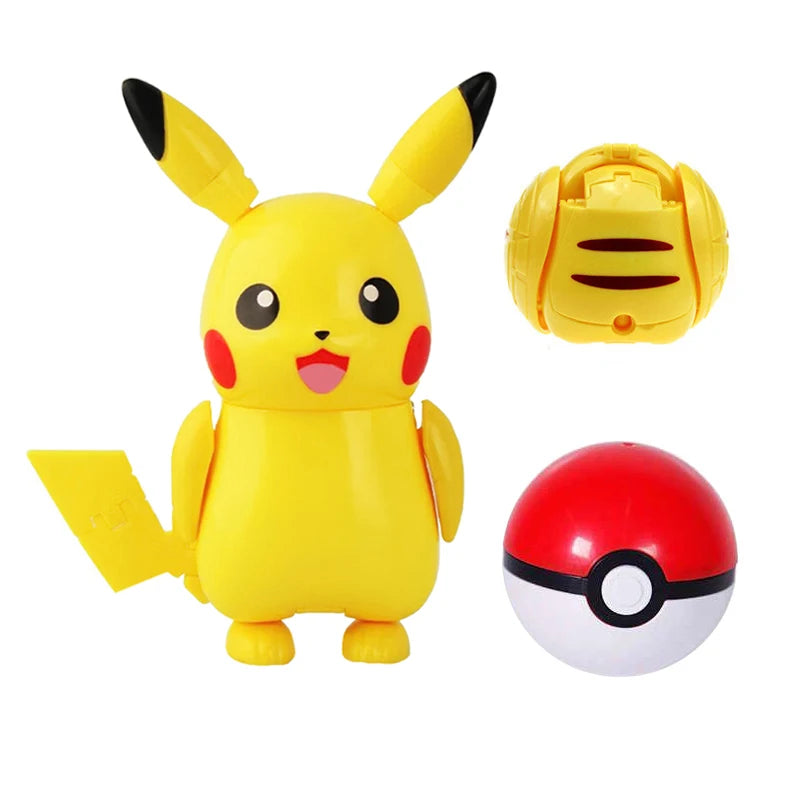 Pocket Monster Pokemon Action Figures Deform Ball Toys Pikachu Gyarados Charizard Gengar Venusaur Mewtwo Solgaleo Pokeball Dolls