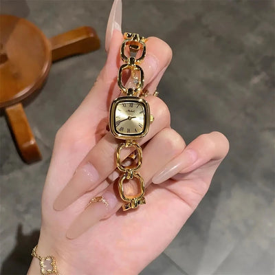 Women's Gold Quartz Watch worn on wrist