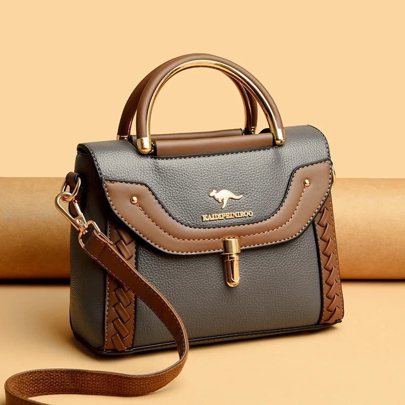 Faux Leather Crossbody Bag - Blue