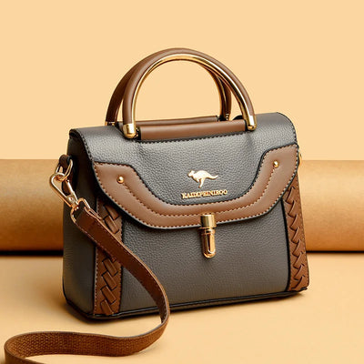Faux Leather Crossbody Bag - Blue