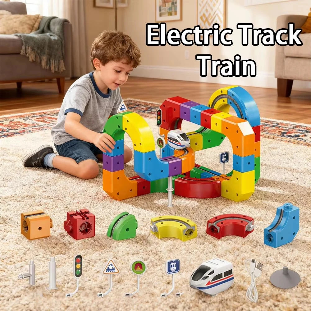 Magical Rail Train Building Cube close-up