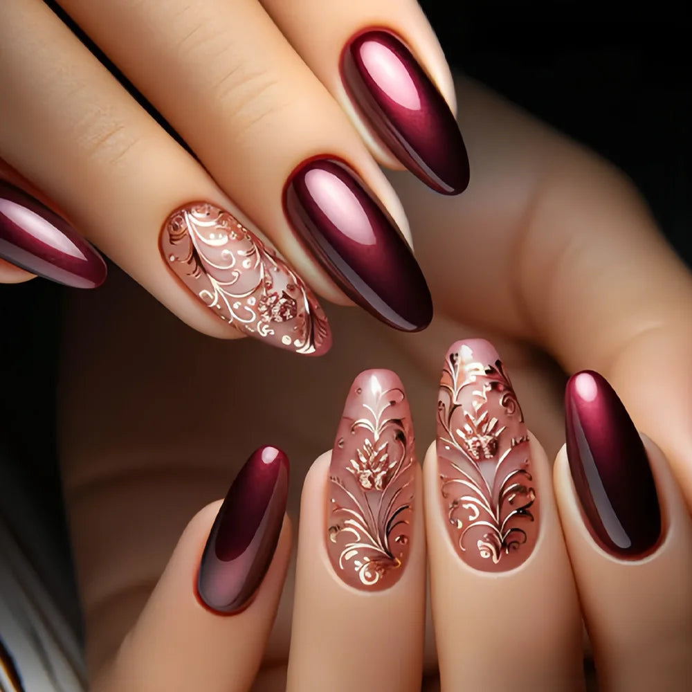 Velcrissa RougeVine Nails 24pc Medium Coffin Gothic Press-On Nails