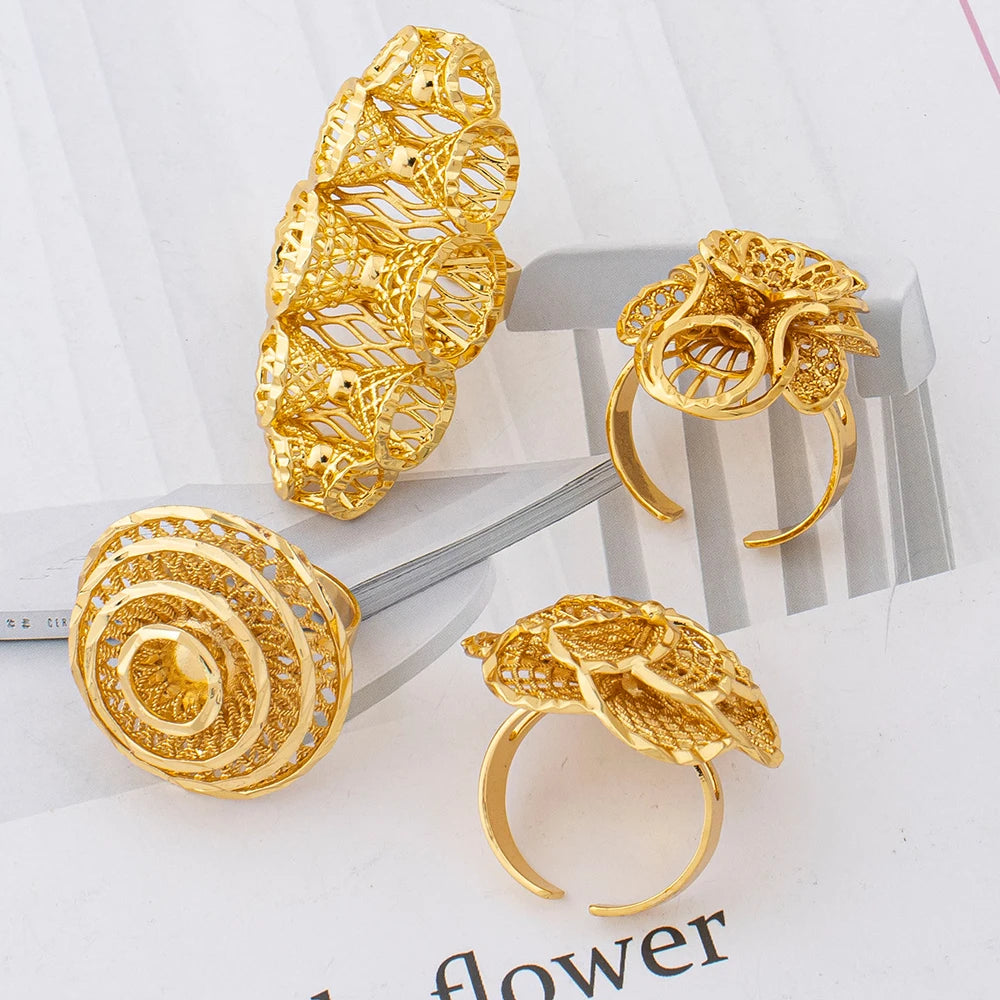 Vintage Filigree Flower Statement Ring colour variety