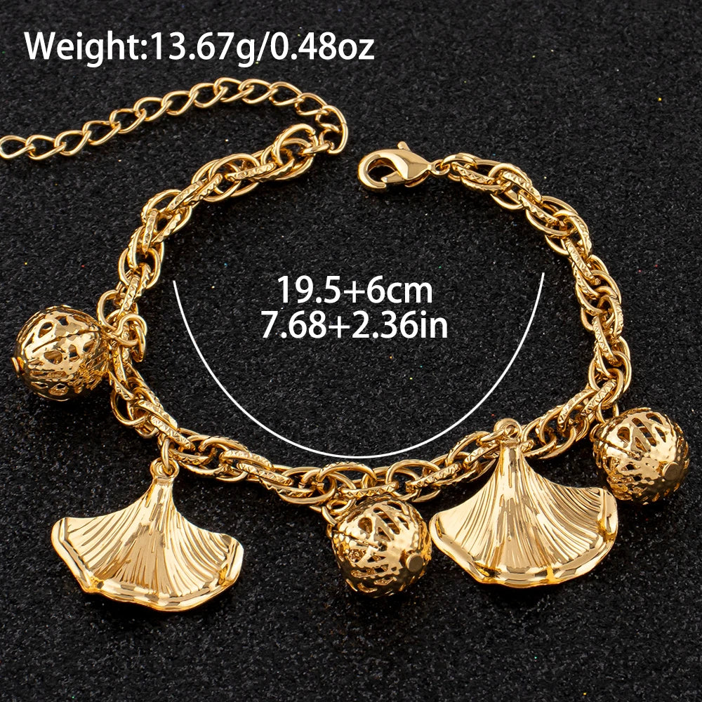 Ginkgo Leaf Charm Bracelet close-up