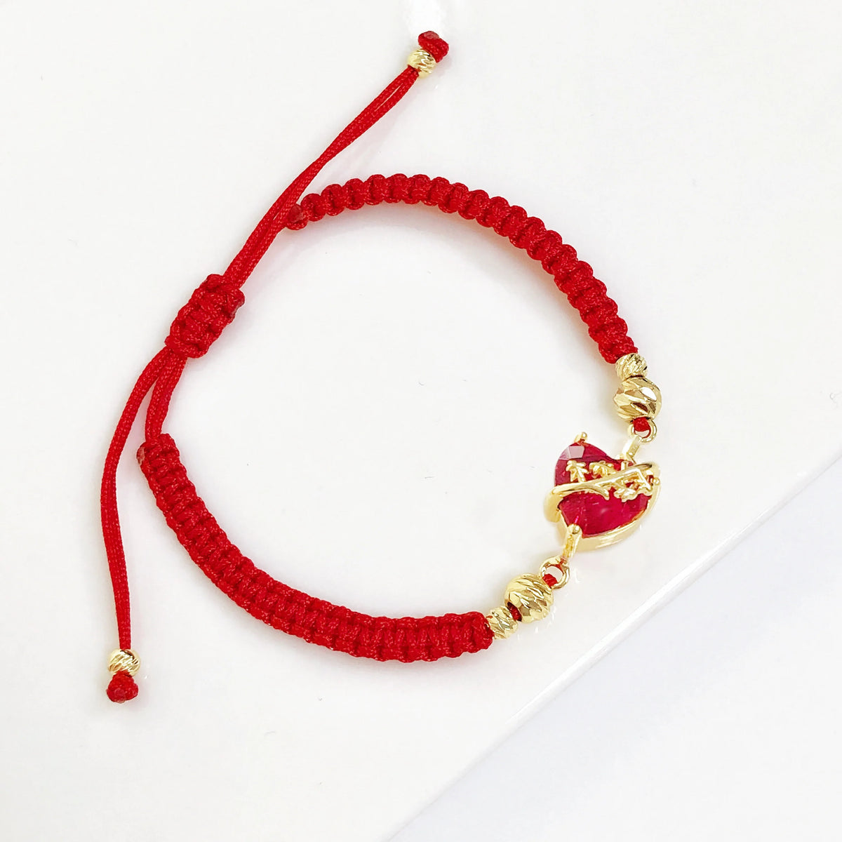 Sacred Heart Cross Bracelet - Rosso