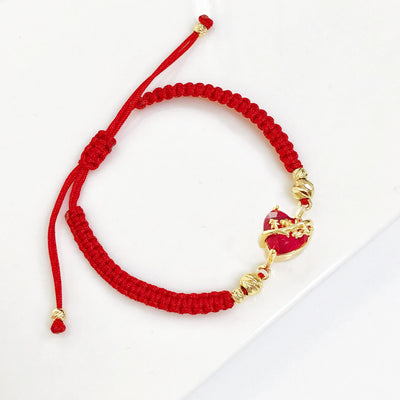 Sacred Heart Cross Bracelet - Rosso