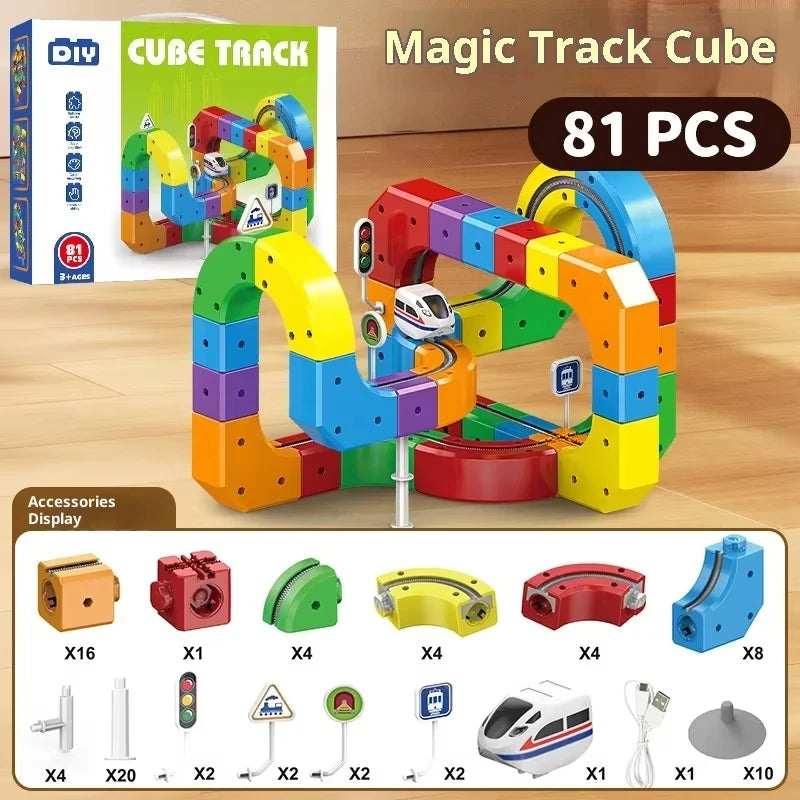 Electric Track Building Set in use