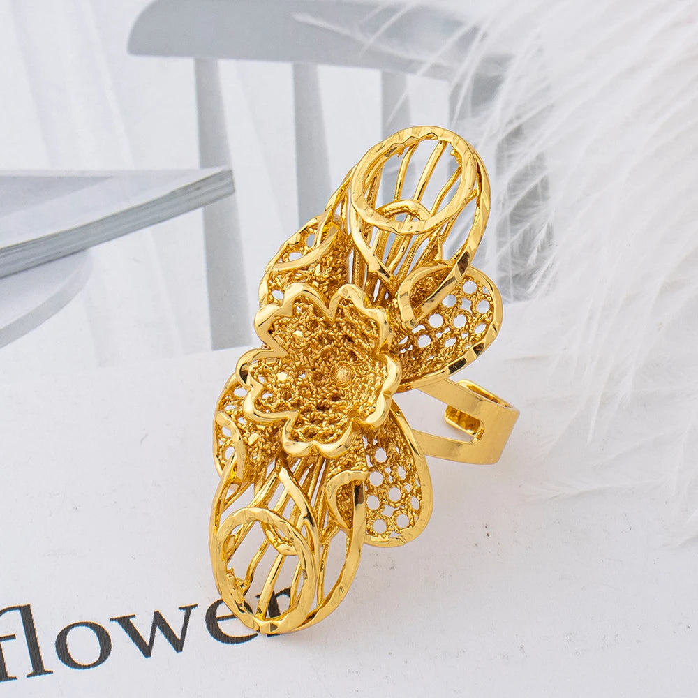 Vintage Filigree Flower Statement Ring worn