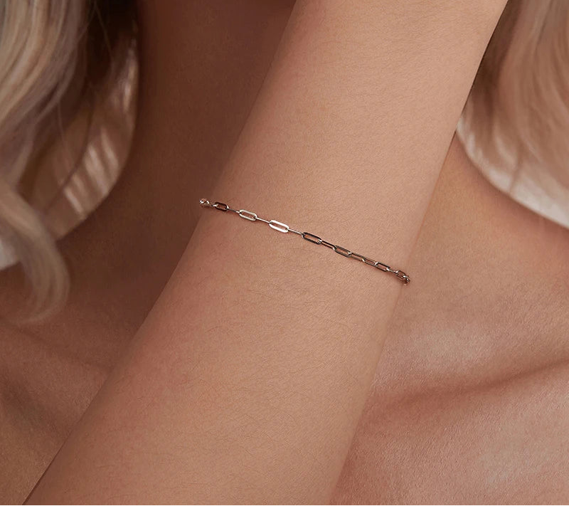BAMOER Square Chain Silver Bracelet chain detail