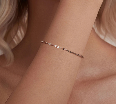 BAMOER Square Chain Silver Bracelet chain detail