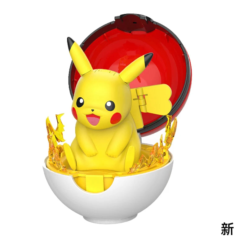 Cute Pokemon Figure Meowth Pokeball Pikachu Bulbasaur Eevee Charmander Squirtle Pocket Monster Elf Deform Poke Ball Toy Ornament