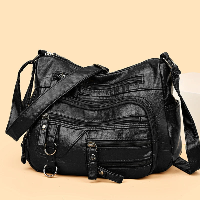 Large Capacity Commuter Messenger Bag - Black