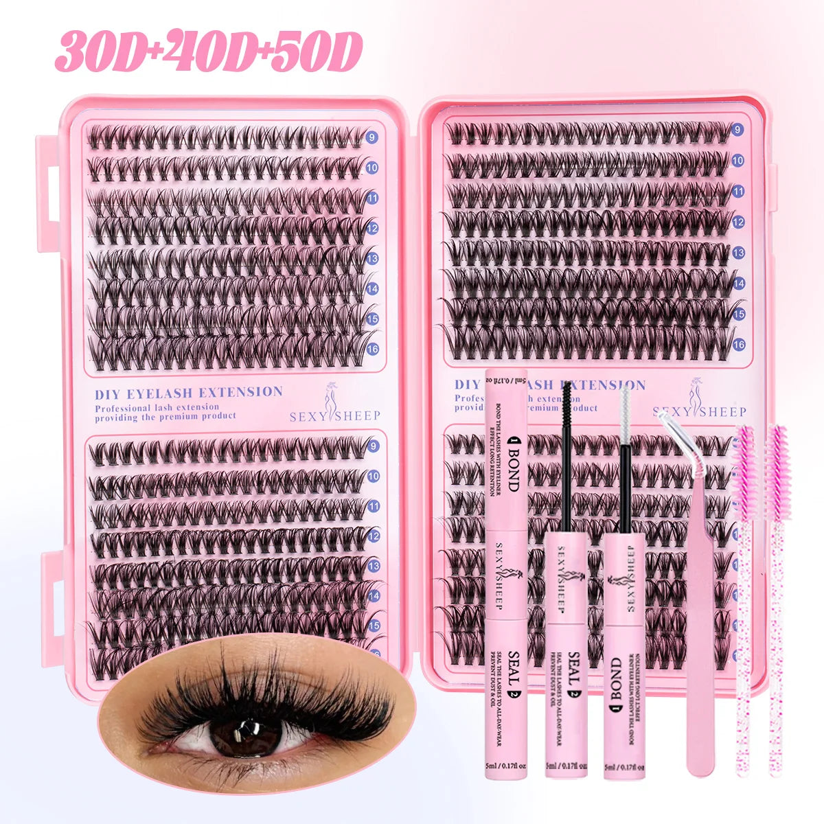 Reusable DIY Cluster Lashes Kit size reference