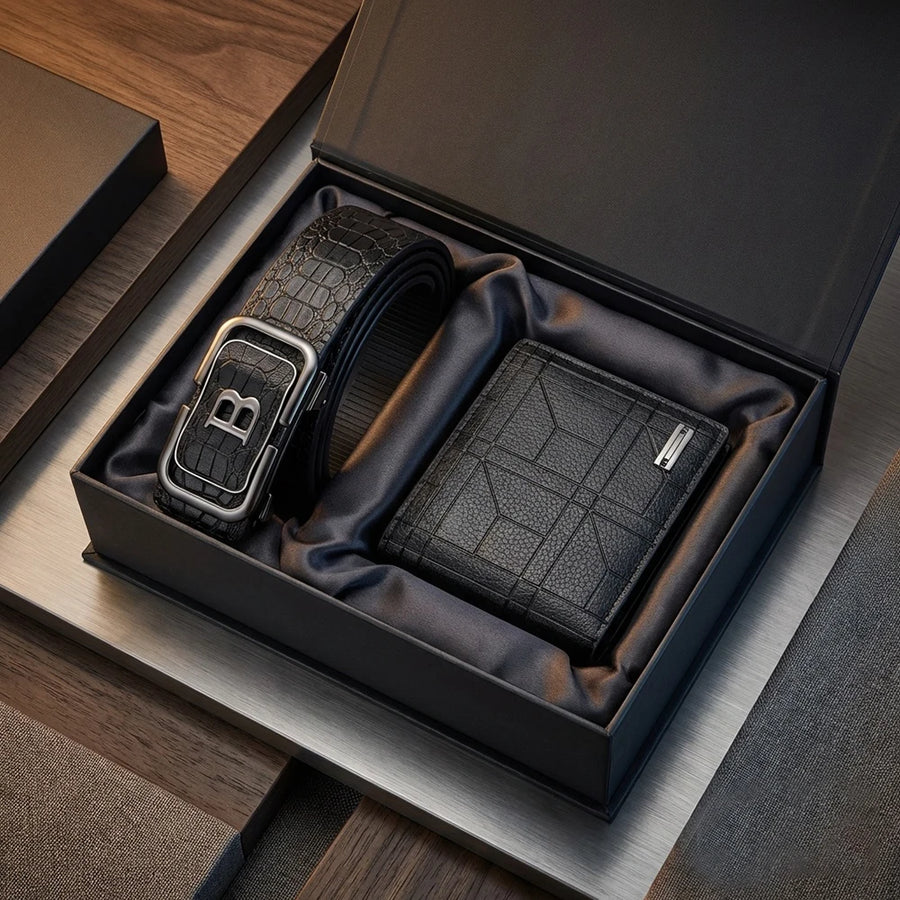 UrbanVero Men's Wallet & Belt Set - Style 1