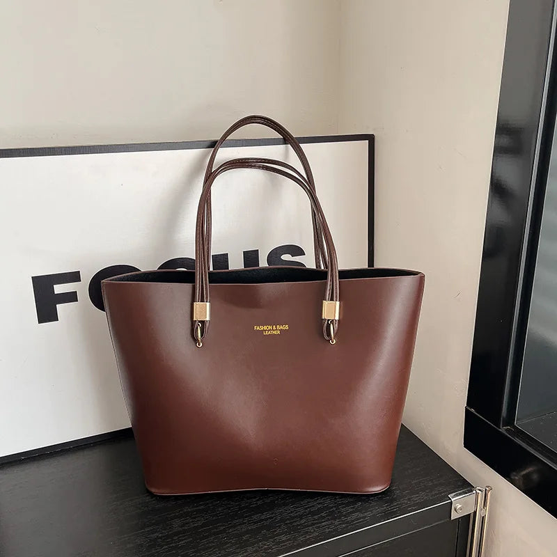 Women's PU Fashion Tote Bag worn on shoulder