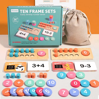Wooden Number Matching Board close-up