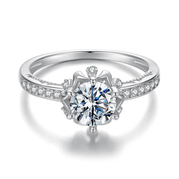 BAMOER Moissanite Flower Ring