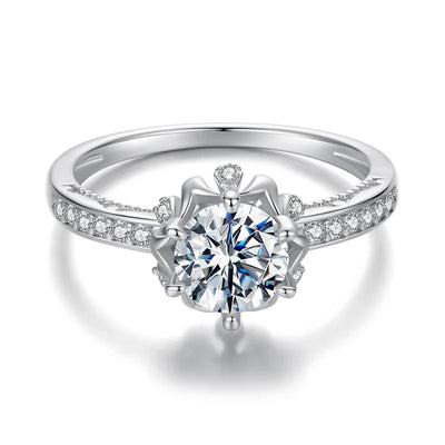 BAMOER Moissanite Flower Ring