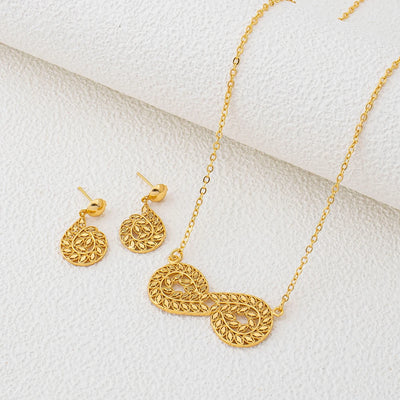 Infinity Leaf Necklace & Earring Set worn