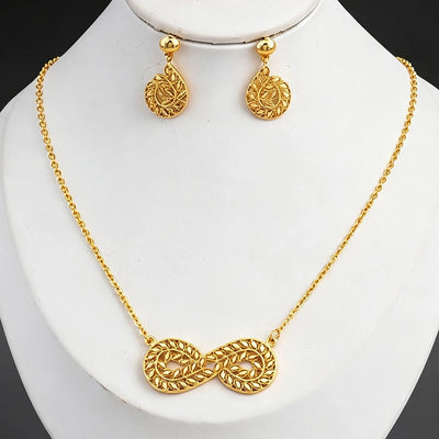 Infinity Leaf Necklace & Earring Set close-up