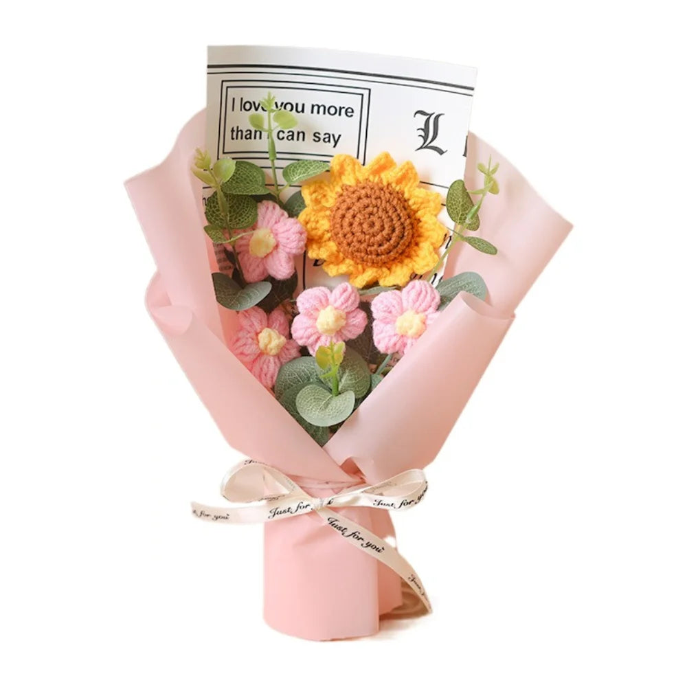 Handmade Crochet Flower Bouquet - Khaki