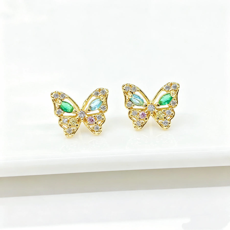 CZ Butterfly Stud Earrings close-up