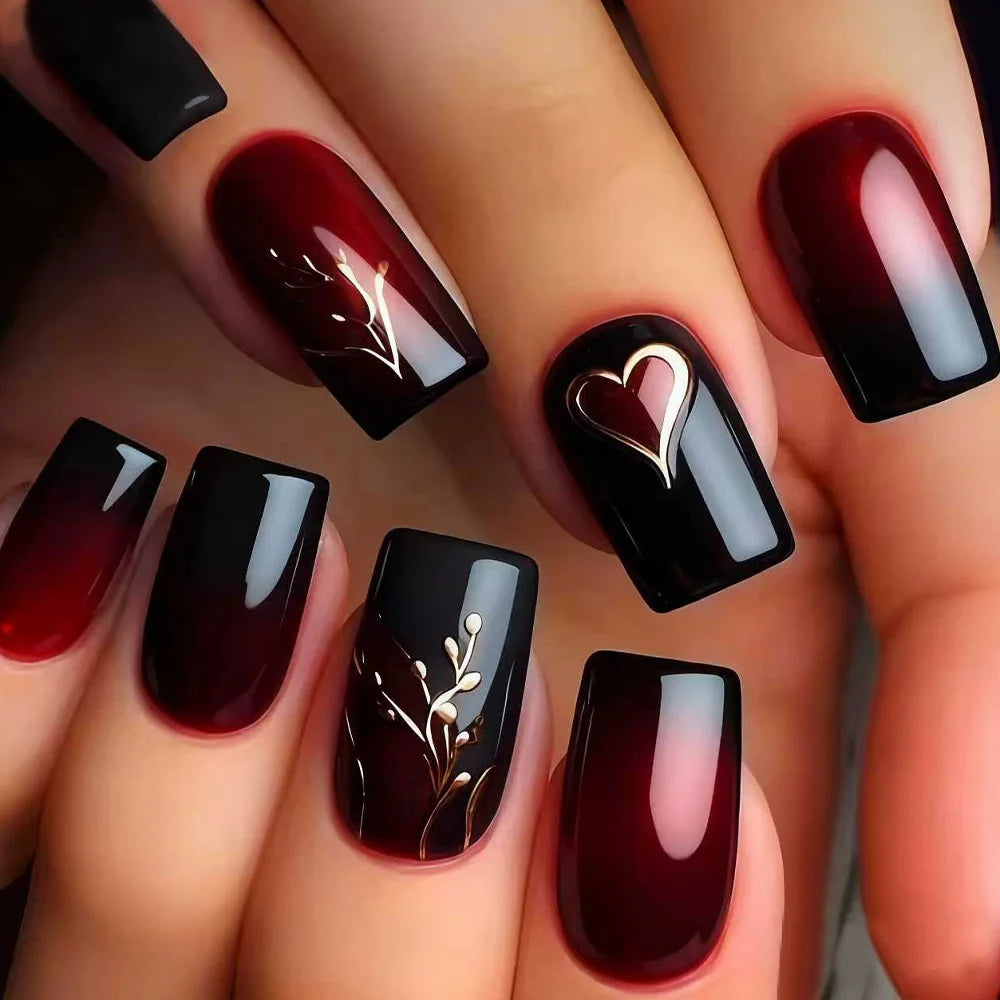 Velcrissa RougeVine Nails 24pc Medium Coffin Gothic Press-On Nails