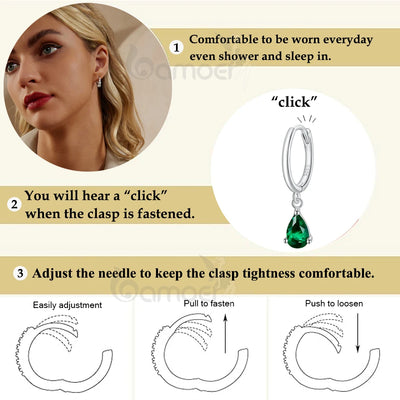 BAMOER Water Drop Statement Earrings stone detail