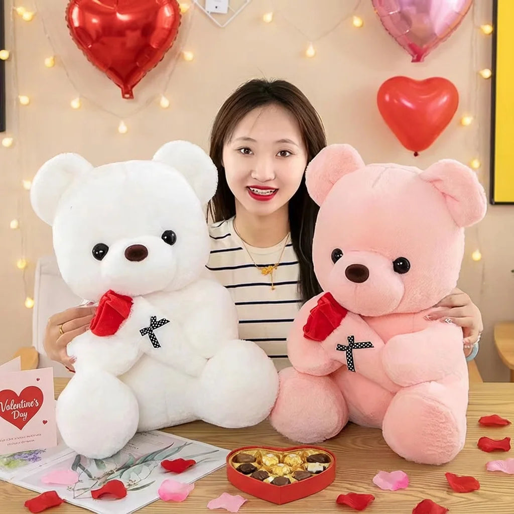 Wedding Rose Bear Plush Toy - Brown
