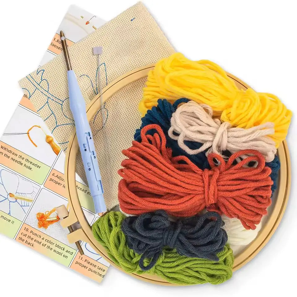 DIY Punch Needle Landscape Kit finished piece