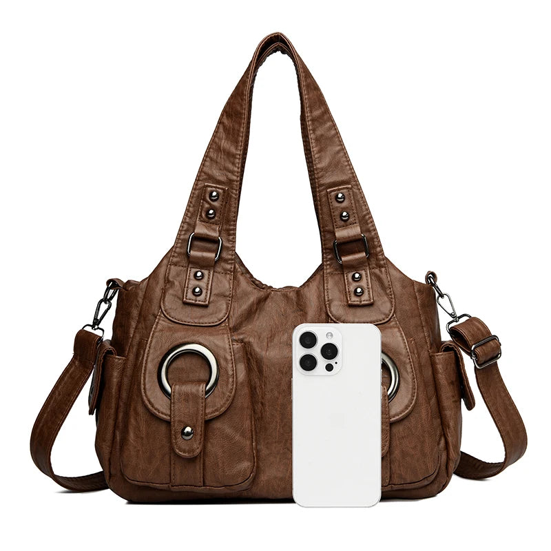 Multi-Layer Pocket Crossbody Bag - Red