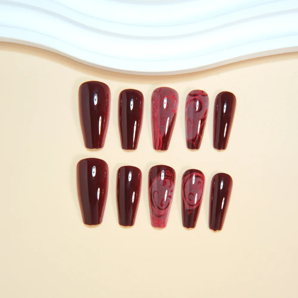 Velcrissa RougeVine Nails 24pc Medium Coffin Gothic Press-On Nails
