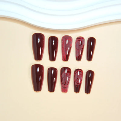Velcrissa RougeVine Nails 24pc Medium Coffin Gothic Press-On Nails