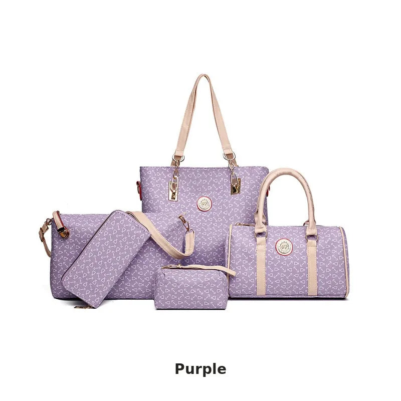 5-Piece Textured Handbag Set texture detail