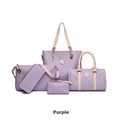 5-Piece Textured Handbag Set texture detail