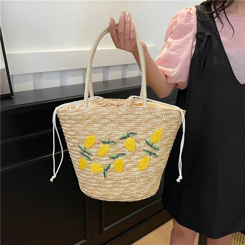 Braided Rattan Boho Bag close-up